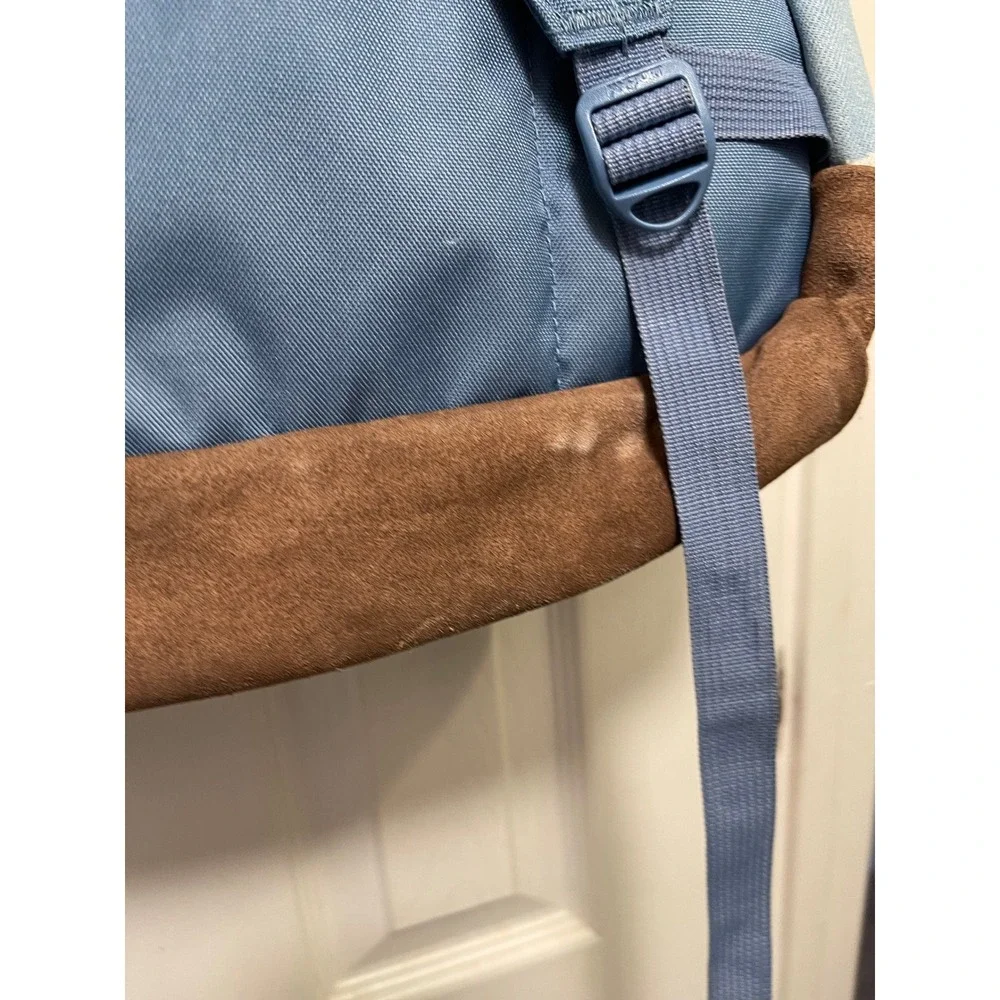 JanSport Right Pack Backpack Blue Denim Star Print Suede Bottom School Bag